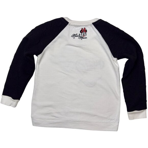 Disney Parks Minnie Mouse Sequins White Black Raglan Long Sleeve Girls Size XS - Picture 2 of 8